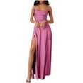 thumbnail image 2 of TMOYZQ Women's Satin Prom Dress with Slit Long Spaghetti Strap Cowl Neck Formal Evening Cocktails Party Gowns Wedding Guest Dresses for Women, 2 of 6
