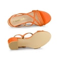 thumbnail image 4 of BLISSFUL STEP Sandales à Talons Hauts Blocs à Brides, Slingback, Unies pour Femmes Orange 5, 4 of 7