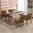 thumbnail image 2 of Foreate Vintage Accent Armchair Set of 2, with Rubber Wood Arms Mid-Back, Modern Dining Chairs Upholstered PU Leather for Living Room Office Small Space, 2 of 12
