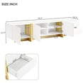 thumbnail image 4 of TV Stand for TVs Up to 80'',Modern Entertainment Center with Storage Cabinets & Drawers,Smooth Media Console with Fluted Panels and Golden Wood Grain Legs for Living Room,White, 4 of 9