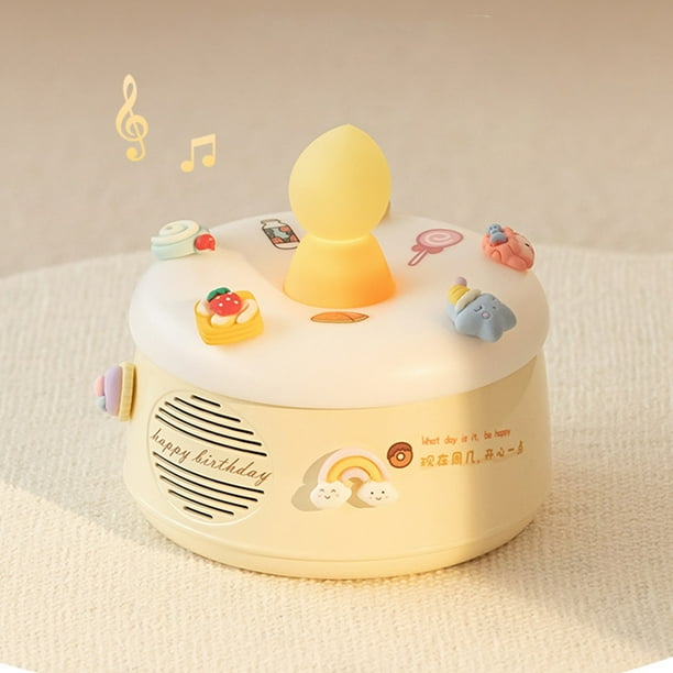 Pisexur - Altavoz Bluetooth para hombre con forma de pastel de cumpleaños y luz ambiental, altavoz inalámbrico recargable, bonita decoración de mesa para regalar a niños, organizador de electrónica.