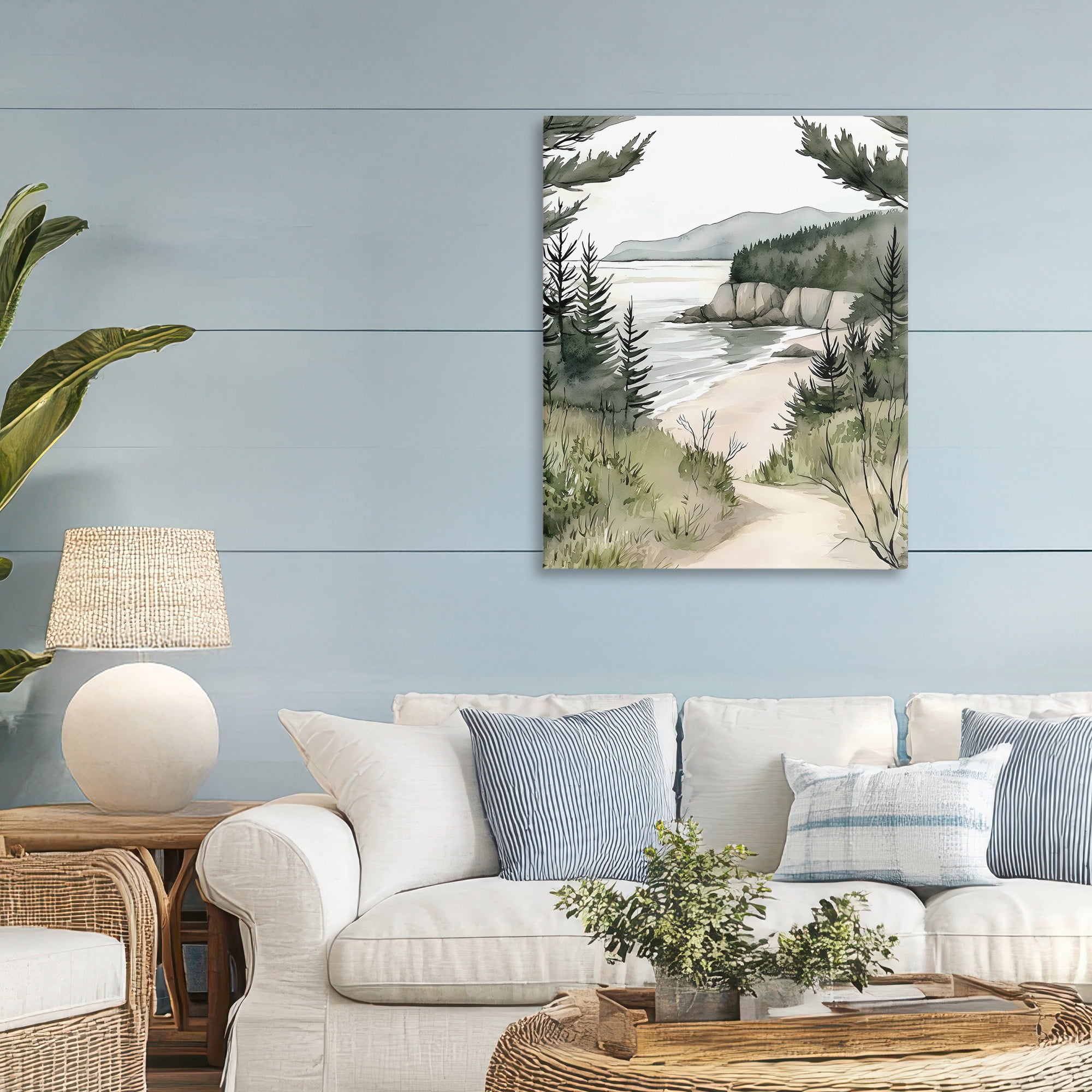 Stupell Industries Coastal Calm Winding Path Canvas Wall Art, design by Riley B