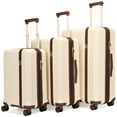 thumbnail image 6 of ELLE Luxe Journey 3 Piece Expandable Retro Spinner Luggage Set | Champagne, 6 of 8