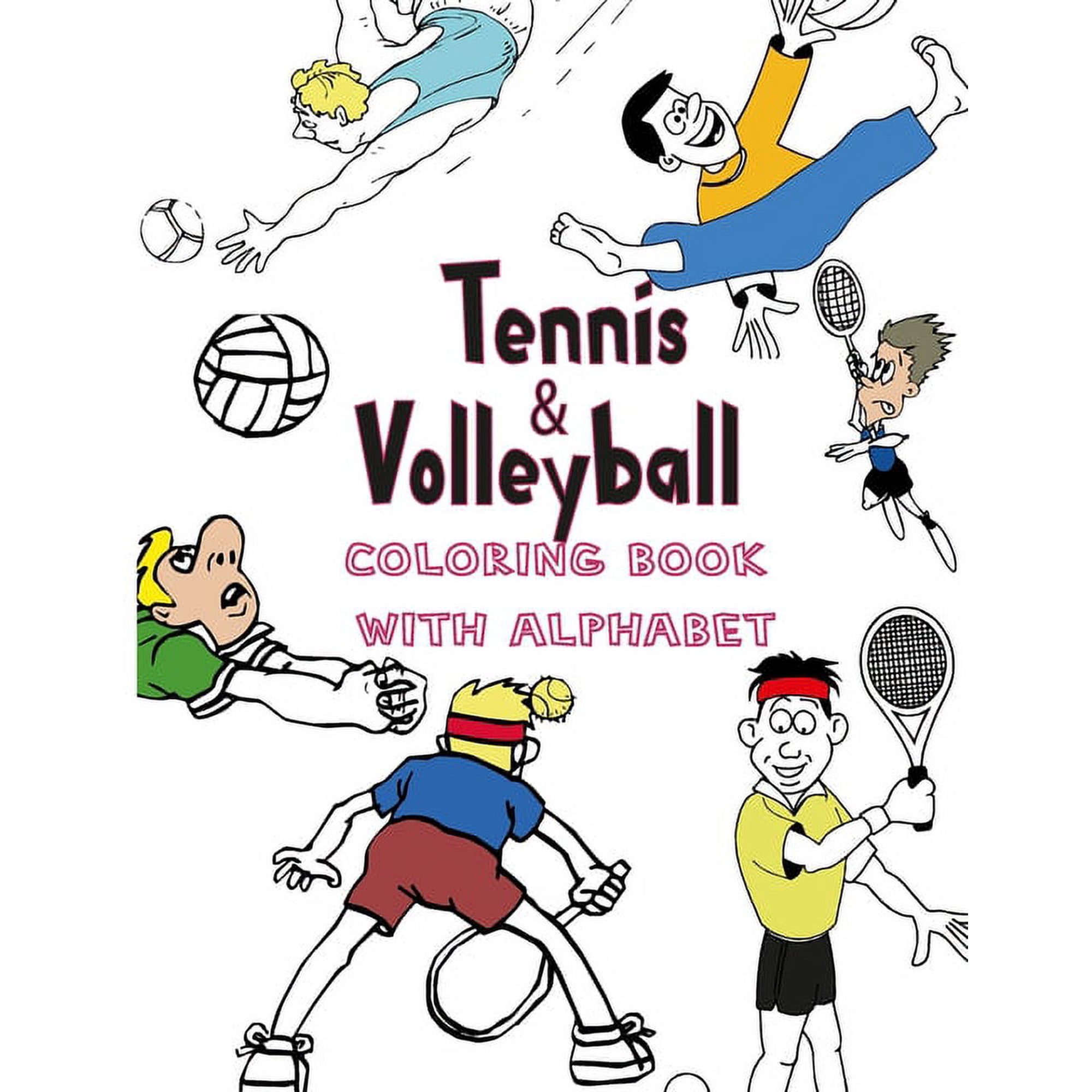 Tennis and volleyball Coloring book with alphabet: Players, Games, balls, Numbers animals styles Coloring Book, Letter T, (Paperback)
