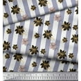 thumbnail image 2 of Soimoi Grey Heavy Canvas Fabric Stripe & Clematis Floral Print Fabric by the Yard 58 Inch Wide, 2 of 3