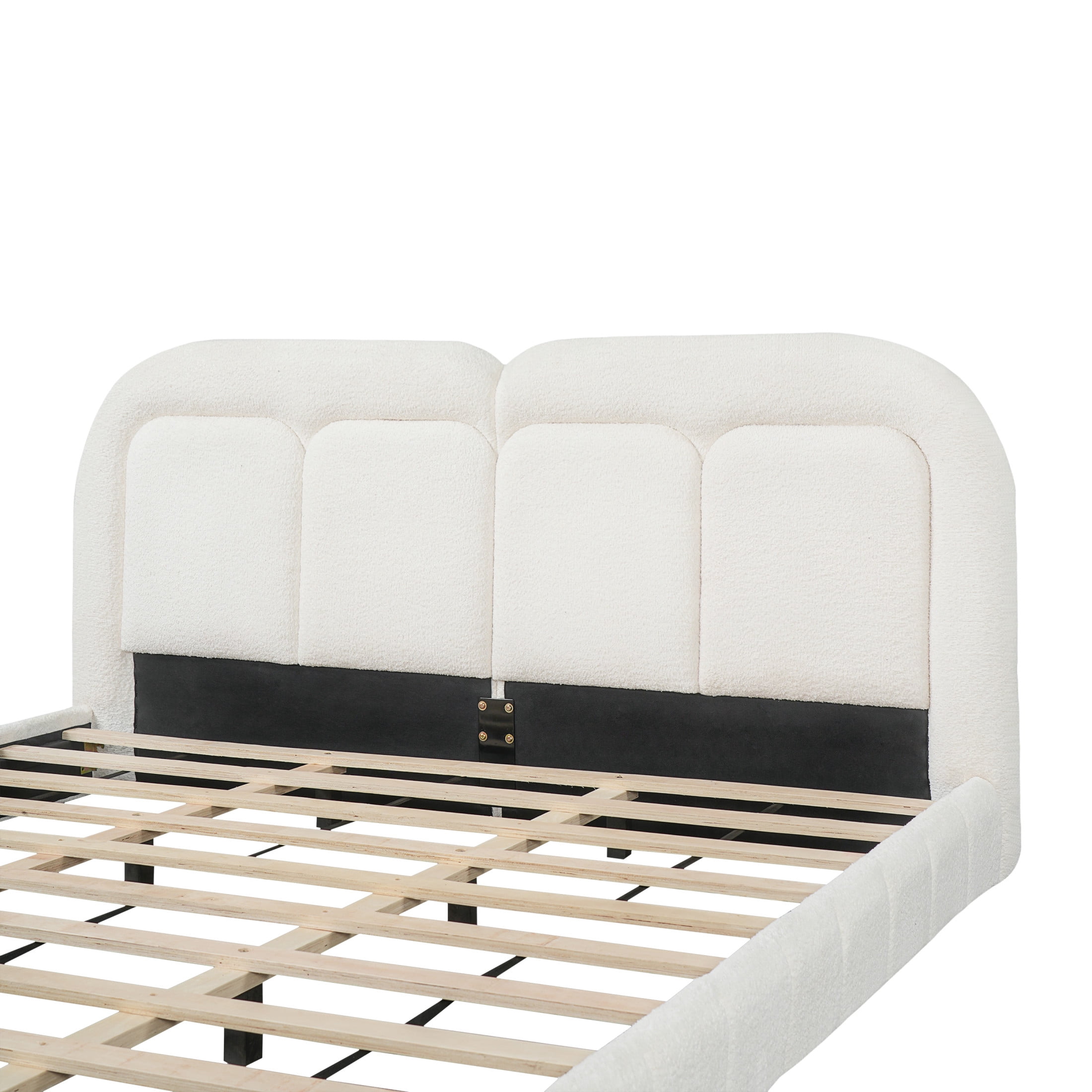 Christopher Knight Home Modern King Boucle Upholstered Platform Bed with Tufted Headboard, White