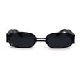 thumbnail image 1 of Pierced Loop Ring Rectangle Metal Rim OG Sunglasses All Black, 1 of 4