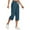 Dark Blue, variant on Wycnly on Sale Capris for Women Womens Capri Pants Plus Size Casual Solid Drawstring Elastic Waist Linen Cropped Trousers Loose Wide Leg Leisure Wear 3/4 Pants with Pocket