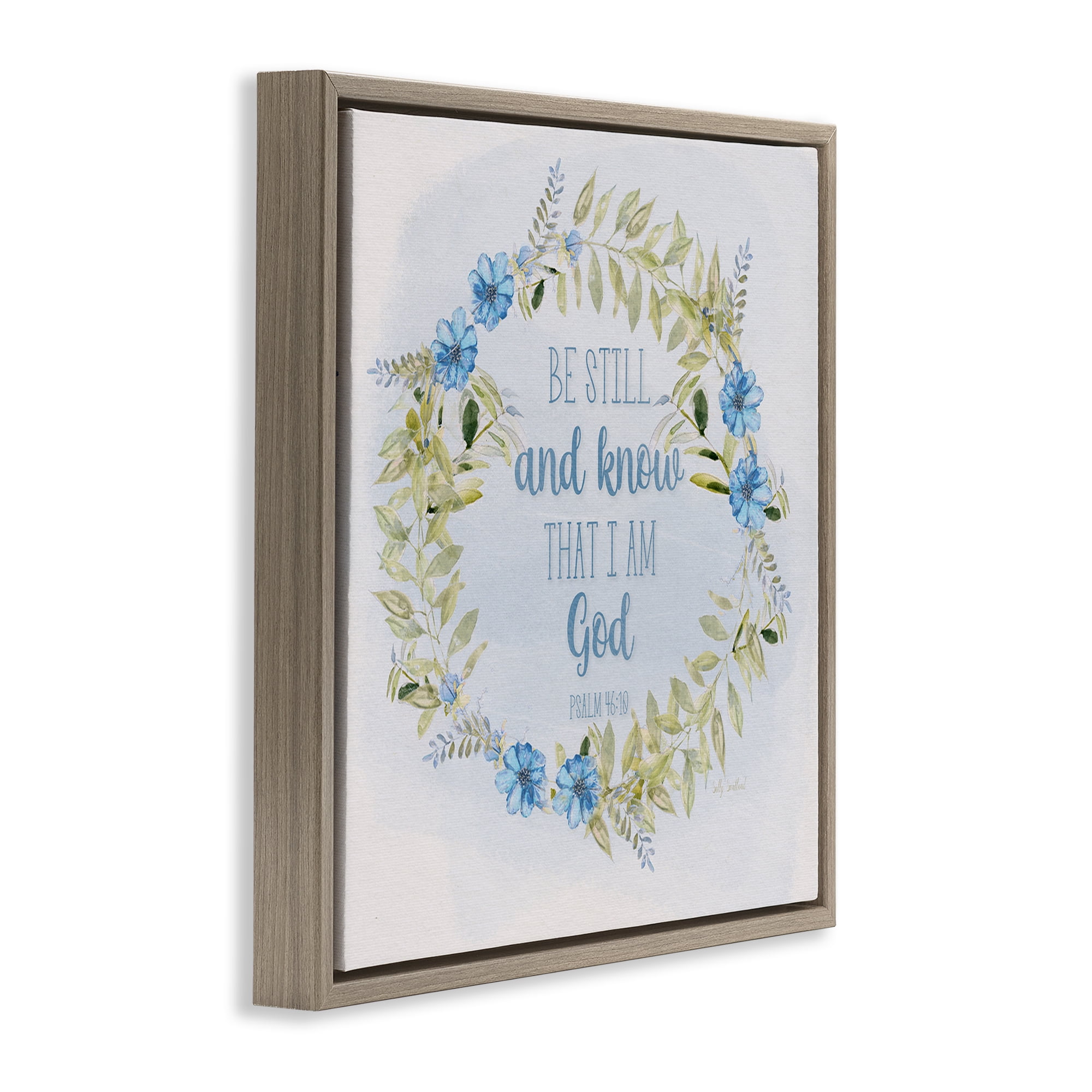 Stupell Industries Know I Am God Phrase Religious & Spiritual Painting Brown Floater Framed Canvas Art Print Wall Art, 25 x 25