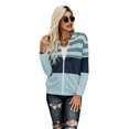 thumbnail image 4 of ABPHQTO Sudadera con capucha y cremallera frontal con cordón y cordón de color verde a rayas para mujer, 4 of 5