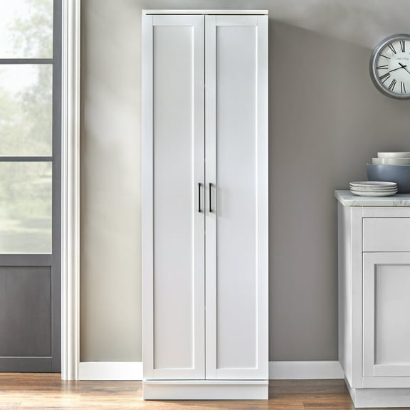 TMS Fletcher Modern Farmhouse Kitchen Pantry Cabinet, White Finish