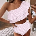 thumbnail image 4 of DPTALR Women Bow One-shoulder Split Swimsuit Bikini Print Beachwear Set, 4 of 8