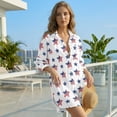 thumbnail image 5 of Xixirimido Stars American Flag Print Womens Swimsuit Cover Up Button Down Shirt Long Sleeve Bathing Suit Coverups Beach Cover Up With Pocket, Size 3XL, 5 of 7