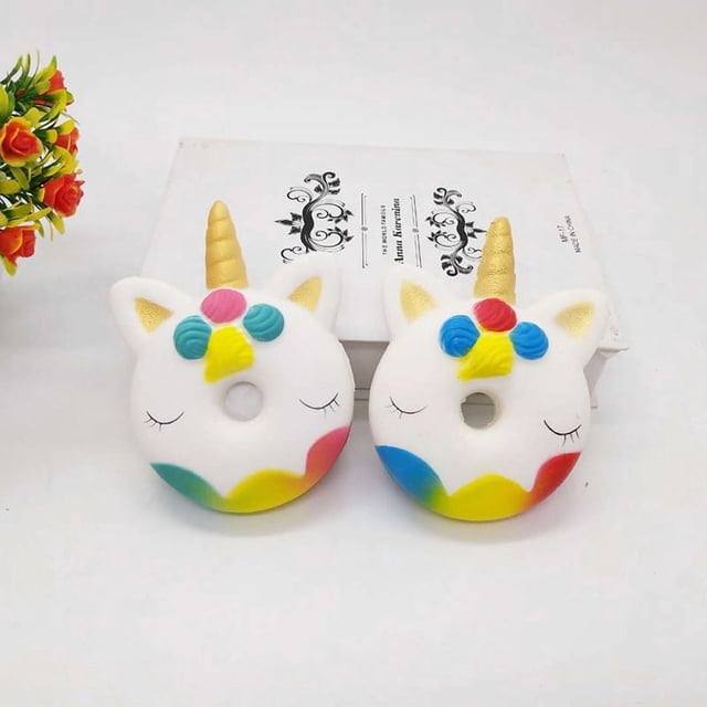 Juego de 2 Squishies, 12,7 cm, Donut gigante perfumado, unicornio kawaii, suave y ascendente, juguetes antiestrés para niños (verde)