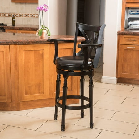 Knight Black Marble Christopher Knight Home Eclipse 31-inch Black Bonded Leather Armed Swivel Barstool by ()