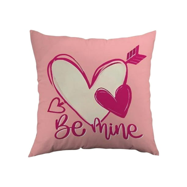 Specollect 1 Pcs Valentine's Day Heart Pillowcase Linen Sofa Cushion Cover Festive Home Decor for Living Room Bedroom 17.72*17.72 in