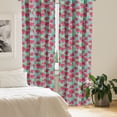 thumbnail image 2 of Ambesonne Hawaiian Curtains, Botanical Hibiscus, Pair of 28"x84", Magenta Seafoam, 2 of 5