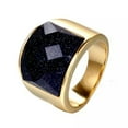 thumbnail image 2 of 19mm Crystal Mens 18K Gold Plating Band Engagement Titanium Steel Ring Size 7-12, 2 of 4