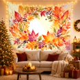 thumbnail image 3 of Autumn Leaf Wreath on a Cream Background, Cozy Watercolor Style for Nature Lovers, Botanical Wall Art, Thanksgiving Hostess Gift, Tapestry Wall Hanging for Bedroom and Living Room, 3 of 7