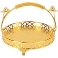 thumbnail image 3 of Plateau à Fruits Rond de Style Rétro avec Poignée, Bol Décoratif Grande Capacité pour Fête et Bar, en Alliage Robuste (Couleur Or Taille Moyenne), 3 of 8