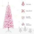 thumbnail image 4 of HOMCOM Snow Flocked Pencil Artificial Christmas Tree with Steel Base Pink, 4 of 10