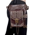 thumbnail image 1 of Bolso bandolera de cuero punk, bolso gótico para mujer, bolso con cinturón retro punk, 1 of 5
