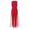 thumbnail image 5 of HXWCHs off Shoulder Jumpsuits for Women, Stylish Women's Sleeveless Jumpsuit with Zipper Front and Elegant Mesh Waistband Design XL Red, 5 of 5