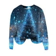 thumbnail image 4 of Aboser Christmas Sweaters for Women 2026 Chunky Knit Jumper Tops Fashion Light Up Xmas Tree Print Sweater Baggy Long Sleeve Pullover Warm Casual Fall Winter Clothes Blue XL, 4 of 4