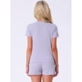 thumbnail image 4 of DARING DIVA Ribbed Knit Pajama Set Soft Short Sleeve Top M Purple, 4 of 7