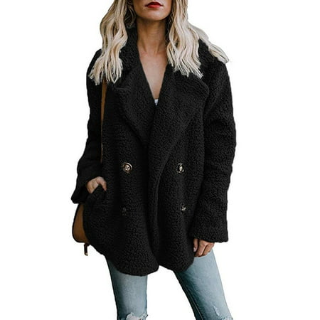 Button Camel Hair Sport Coat EFINNY Women Autumn Winter Coat Lapel Pocket Button Long Sleeve Warm Solid Color Woolen Outwear Jacket ()