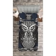 thumbnail image 3 of Ambesonne Indie Quilted Bedspread Set 2 Pcs, Owl Vintage Ornaments, Twin Size, Charcoal Grey Dark Blue, 3 of 3