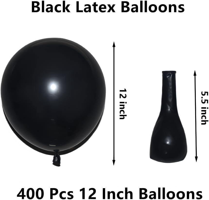 400 Pcs Black Balloons 12 Inch Bulk Latex Balloon for Birthdays Weddings Party Decorations