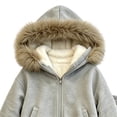 thumbnail image 6 of DJDLJWCJ 2 Piece Girls Outfit Set Fleece Lined Winter Warm Hoodie Jacket and Elastic Waist Wide Leg Pants Ser Gray Size 5T, 6 of 7