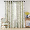 thumbnail image 2 of Linen Floral Farmhouse Curtains Green Curtains 90 Inch Length Drapes for Living Room Bedroom Pattern Light Filtering Country Vintage Curtain Grommet Top, 2 Panels, Green on Beige, 2 of 7
