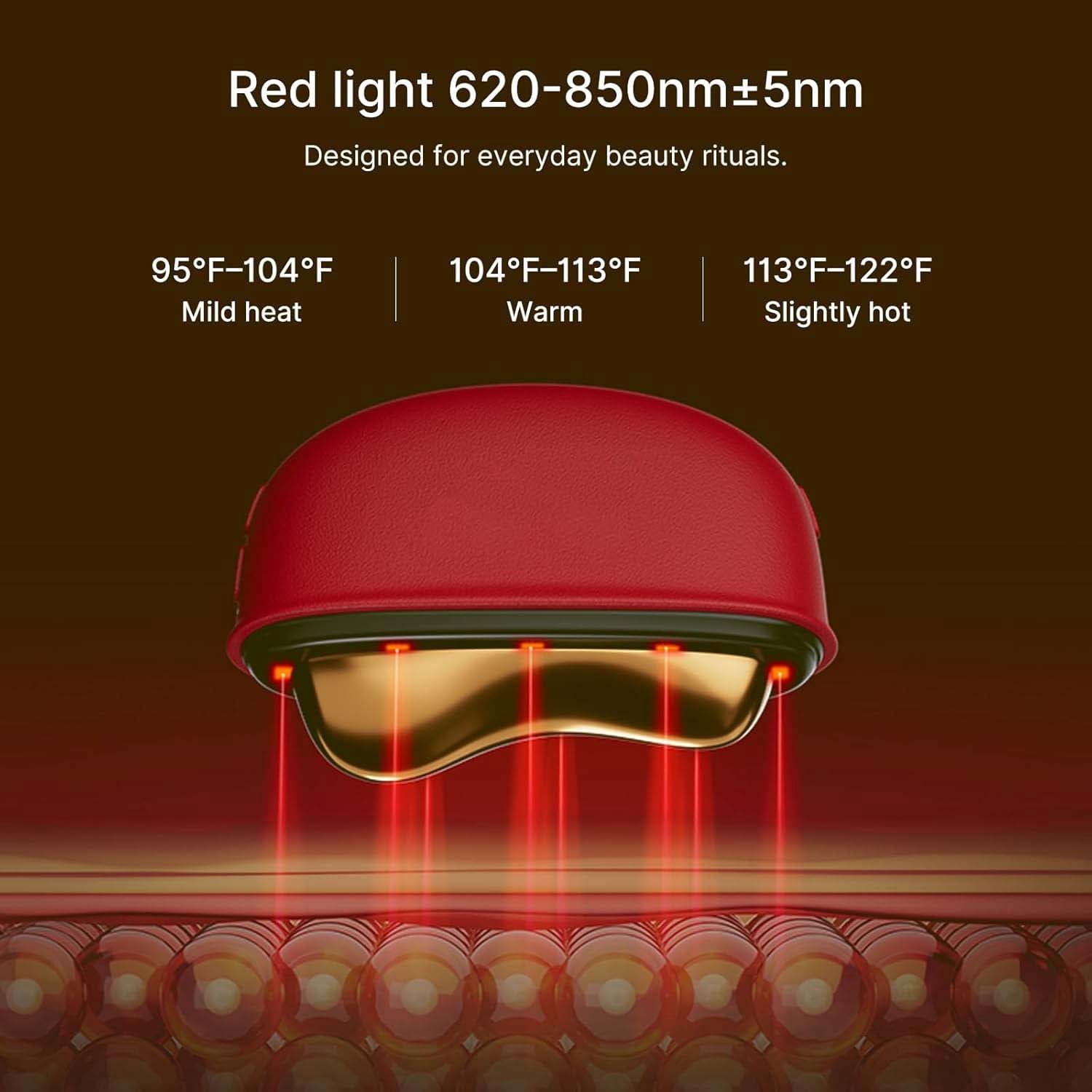 Electric Gua Sha Facial Massager with Red Light Therapy, Heat & Vibration - Brass Skin Care Tool