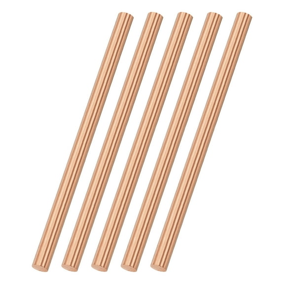 Uxcell 5-Pack Copper Round Rod 6mm x 100mm T2 Copper Stock