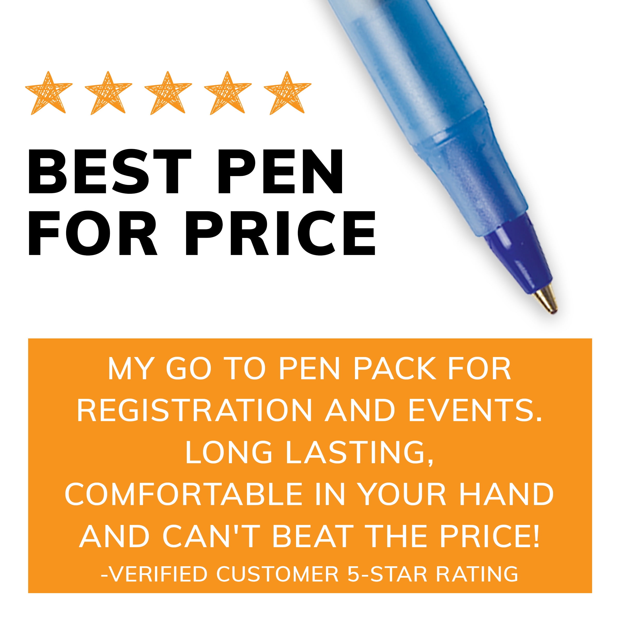BIC Round Stic Xtra Life Blue Ballpoint Pens, Medium Point (1.0mm), 500-Count