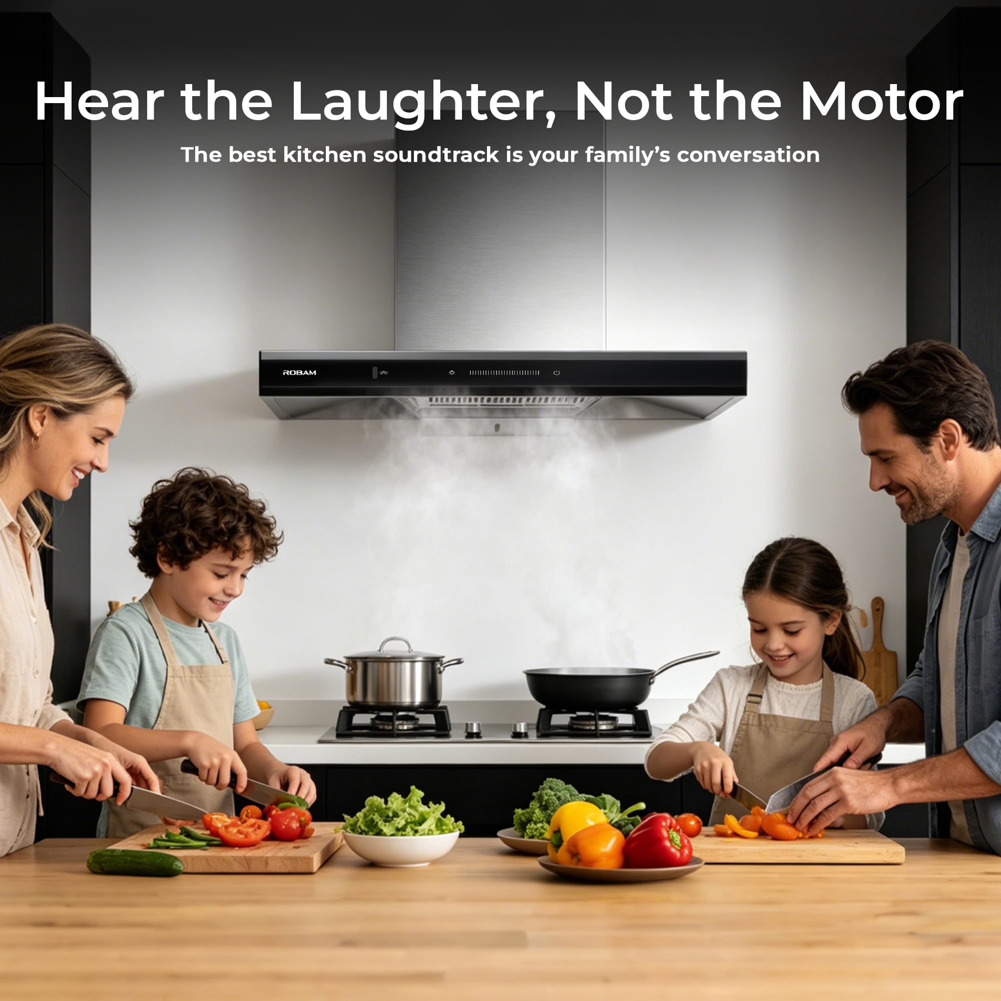 ROBAM 36-Inch Wall Mount Range Hood A832, 1100 CFM Powerful Kitchen Hood, Ducted/Ductless Convertible, 9-Speed Slide & Touch Control with Delay Shutoff & Charcoal Filter
