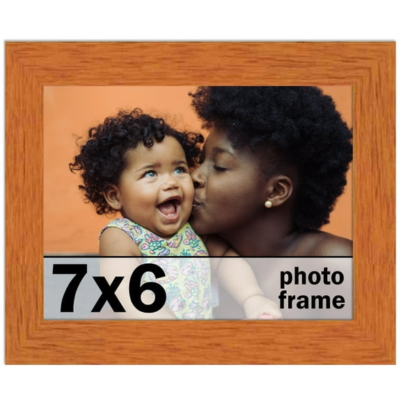 7x6 Frame Honey Pecan Brown Picture Frame - Modern Photo Frame Includes UV Acrylic Shatter Guard