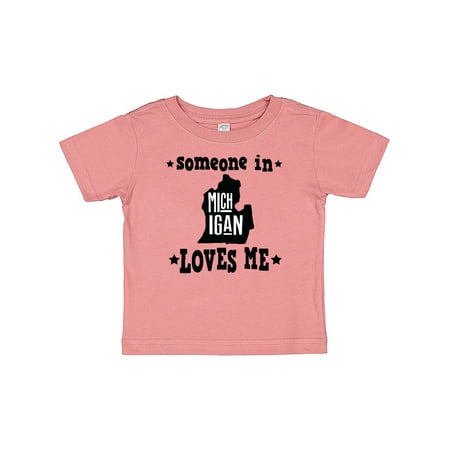 

Inktastic Michigan Travel Gift Someone Loves Me Gift Baby Boy or Baby Girl T-Shirt