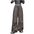 thumbnail image 2 of Riecok Girls Wide Leg Cargo Pants Elastic Waist Casual Trousers Bottom with Pockets Solid Color Pull on Pants Brown 14 Years, 2 of 6