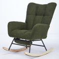 thumbnail image 3 of Yesfashion Rocker Accent Armchair With Solid Wood Legs, Modern Nursery Rocking Chair, Upholstered Glider Chair With High Backrest For Nursery Bedroom Living Room, 3 of 8