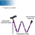 thumbnail image 4 of ROGTZ Folding Walking Cane, 5-Level Height Adjustable Walking Stick for Men & Women with Comfortable Plastic T-Handle Portable Walking Stick, Purple Floral Printing, 4 of 5