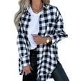thumbnail image 1 of Qmyliery Female Shirt, Plaid Lapel Long Sleeve Tops Coat with Chest Pockets Long and Novel, 1 of 5