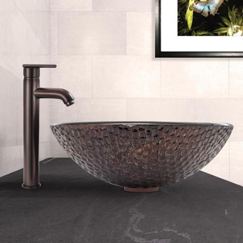 Vigo Copper Shield Glass Vessel Sink and Seville Faucet Set in Oil Rubbed Bronze Finish by Overstock