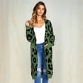 thumbnail image 5 of Women'S Cardigan Sweaters Leopard Long Sleeve Open Front Outwear Fall Winter Loose Knit Cheetah Long Cardigan Green L, 5 of 8