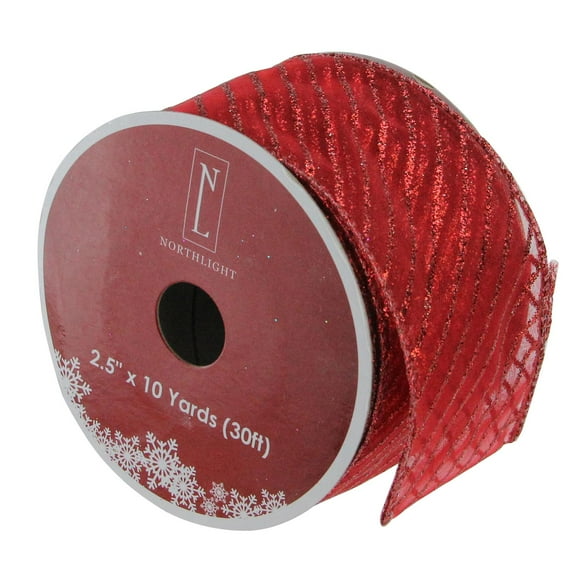 Red Wired Christmas Craft Ribbon 2.5" x 120 Yards