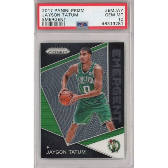 Graded 2017-18 Panini Prizm Jayson Tatum #EMJAY Emergent Rookie RC Basketball Card PSA 10 Gem Mint