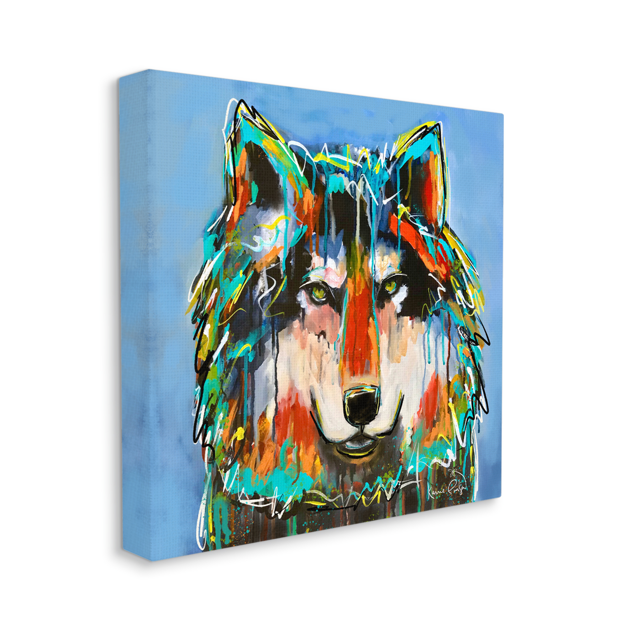 Stupell Industries Bold Wolf Dripping Paint Saturated Graffiti Street Style Painting Gallery Wrapped Canvas Print Wall Art, Design by Karrie Evenson