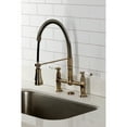 thumbnail image 2 of Kingston Brass GS1273BPL Bel-Air Double-Handle 2-Hole Deck-Mount Pre-Rinse Bridge Kitchen Faucet in Antique Brass, 2 of 8